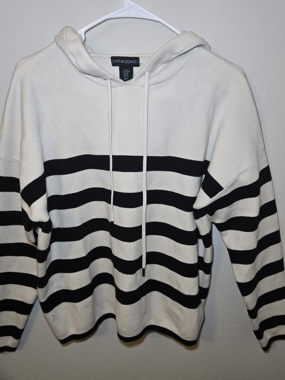 Cynthia Rowley White & Black Striped Hoodie